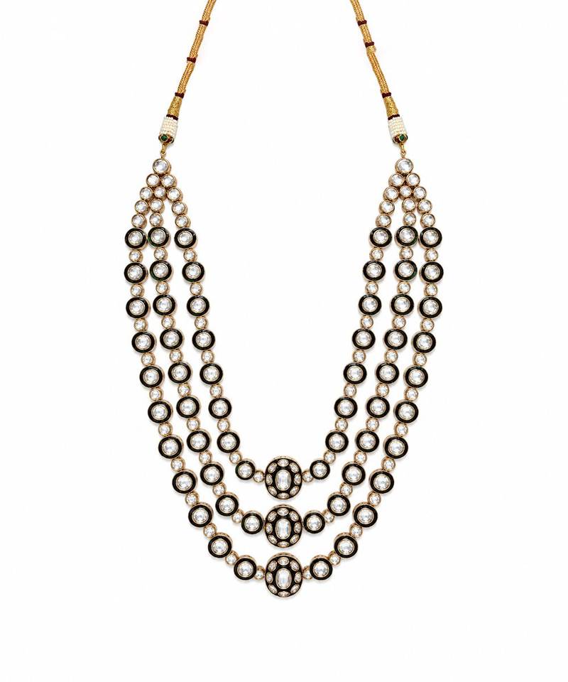 Gold plated moissanite polki layered necklace set