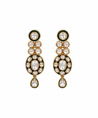 Gold plated moissanite polki layered necklace set 4
