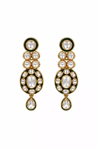 Gold plated moissanite polki layered necklace set