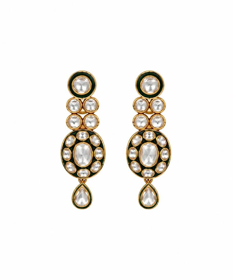 Gold plated moissanite polki layered necklace set