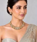 Gold plated moissanite polki choker necklace set