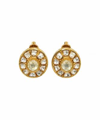 Gold plated moissanite polki choker necklace set 4