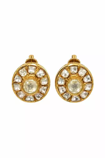 Gold plated moissanite polki choker necklace set