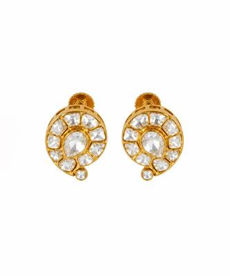 Gold plated moissanite polki floral choker necklace set 4