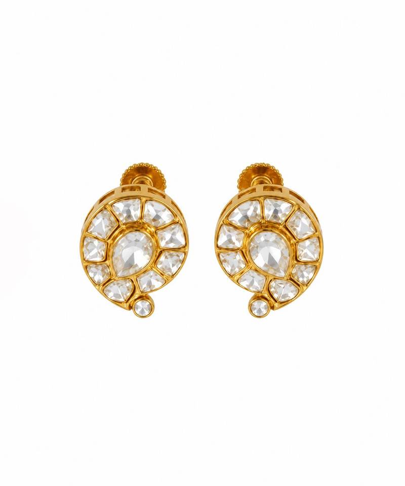 Gold plated moissanite polki floral choker necklace set