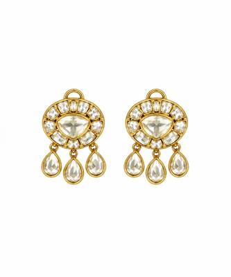 Gold plated pearl moissanite polki choker necklace set 4
