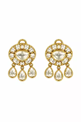 Gold plated pearl moissanite polki choker necklace set