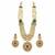 Gold plated emerald green and ruby red moissanite polki pearl necklace set