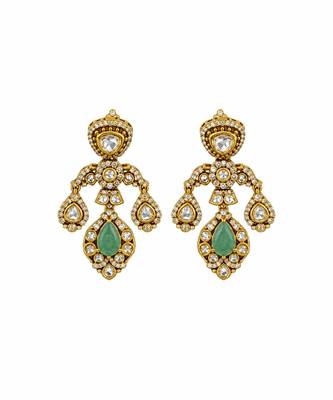 Gold plated ruby red and emerald green moissanite choker necklace set 4
