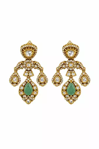 Gold plated ruby red and emerald green moissanite choker necklace set