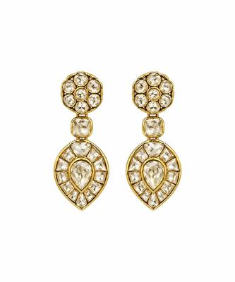 Gold plated moissanite polki statement necklace set 4