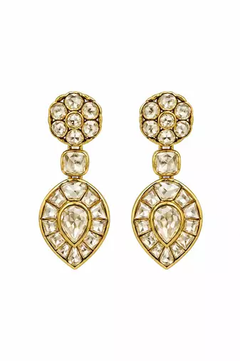 Gold plated moissanite polki statement necklace set