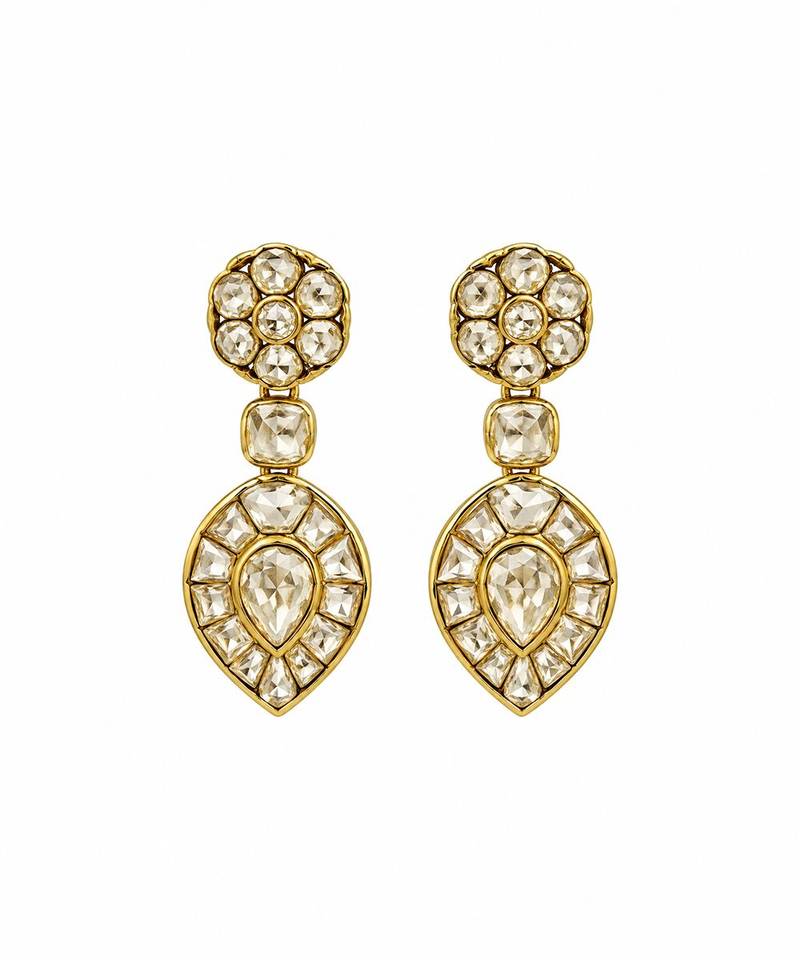 Gold plated moissanite polki statement necklace set