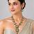 Gold plated emerald green moissanite polki necklace set