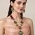 Gold plated kundan ruby red beaded long necklace set