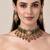 Gold plated kundan beaded choker with drop earrings