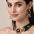Gold plated kundan beaded choker with drop earrings