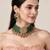 Gold plated kundan sage green beaded choker earring set