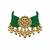 Gold plated kundan sage green beaded choker earring set