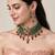 Gold plated kundan sage green beaded choker earring set