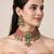 Gold plated kundan beaded choker with drop earrings