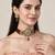 Gold plated kundan hexagon choker with drop earrings