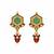 Gold plated kundan hexagon choker with drop earrings
