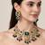 Gold plated kundan emerald green drop necklace earring set
