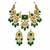 Gold plated kundan emerald green drop necklace earring set