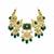 Gold plated kundan emerald green drop necklace earring set