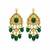 Gold plated kundan emerald green drop necklace earring set