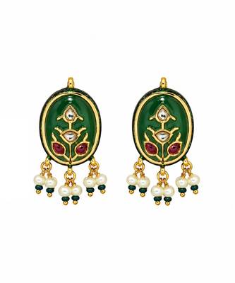 Gold plated navratna multicolor kundan choker earring set 4