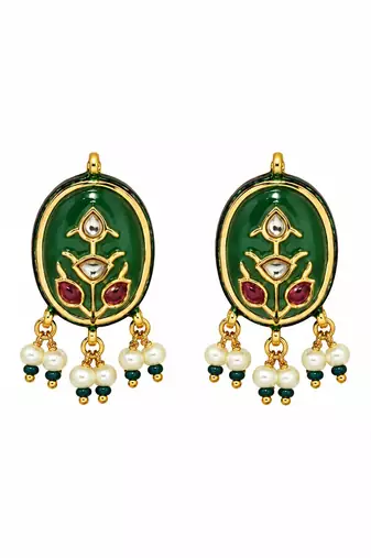 Gold plated navratna multicolor kundan choker earring set