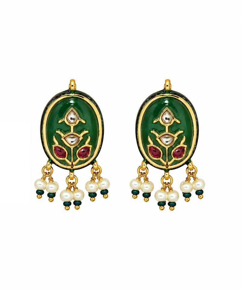 Gold plated navratna multicolor kundan choker earring set