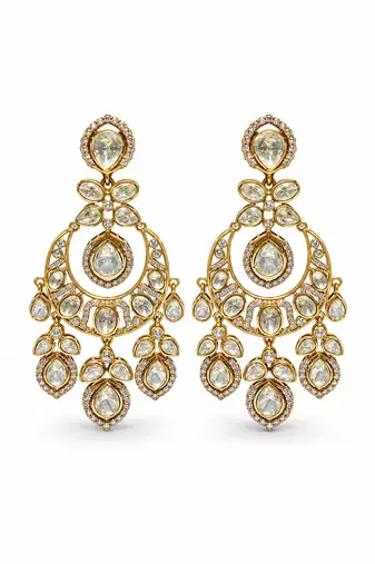 Gold plated moissanite polki statement earrings