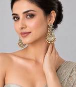 Gold plated moissanite polki statement drop earrings