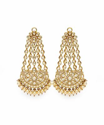 Gold plated moissanite polki statement drop earrings 2