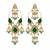 Gold plated emerald green kundan statement drop earrings