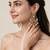 Gold plated ruby red kundan statement drop earrings