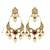 Gold plated ruby red kundan statement drop earrings