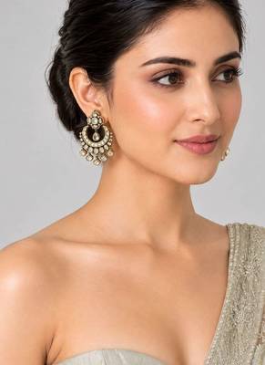 Gold plated moissanite polki statement earrings 1