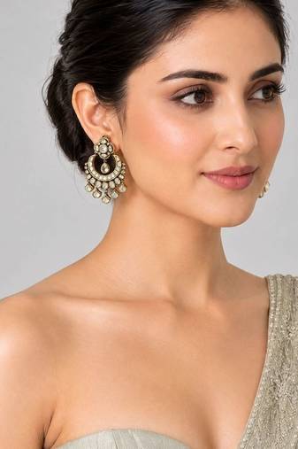 Gold plated moissanite polki statement earrings