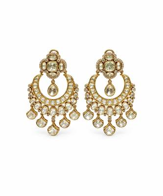 Gold plated moissanite polki statement earrings 2