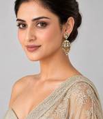 Gold plated moissanite polki jhumka earrings