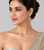 Gold plated moissanite polki jhumka earrings