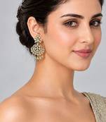 Gold plated moissanite polki statement drop earrings