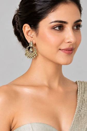Gold plated moissanite polki statement earrings