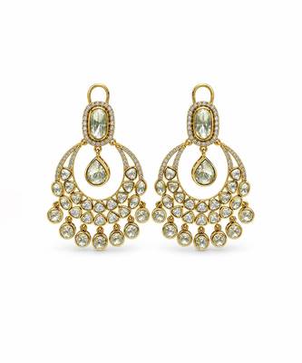 Gold plated moissanite polki statement earrings 2