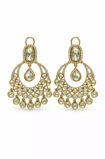 Gold plated moissanite polki statement earrings