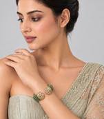 Gold plated emerald green moissanite polki statement bangle